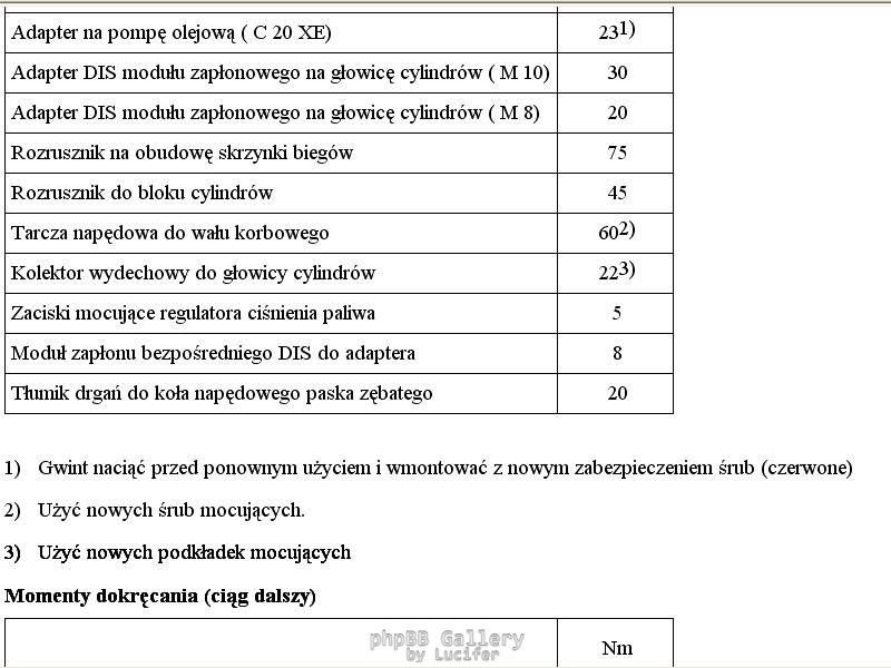 Momenty dokrecenia c20xe 1