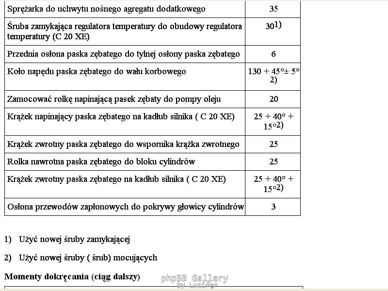 Momenty dokrecenia c20xe 9
