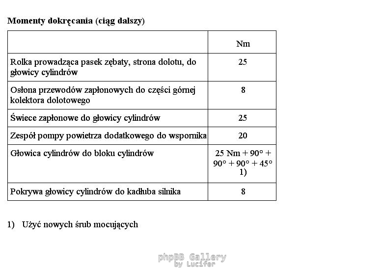 Momenty dokrecenia maly blok 1.4, 1.6 16V 11